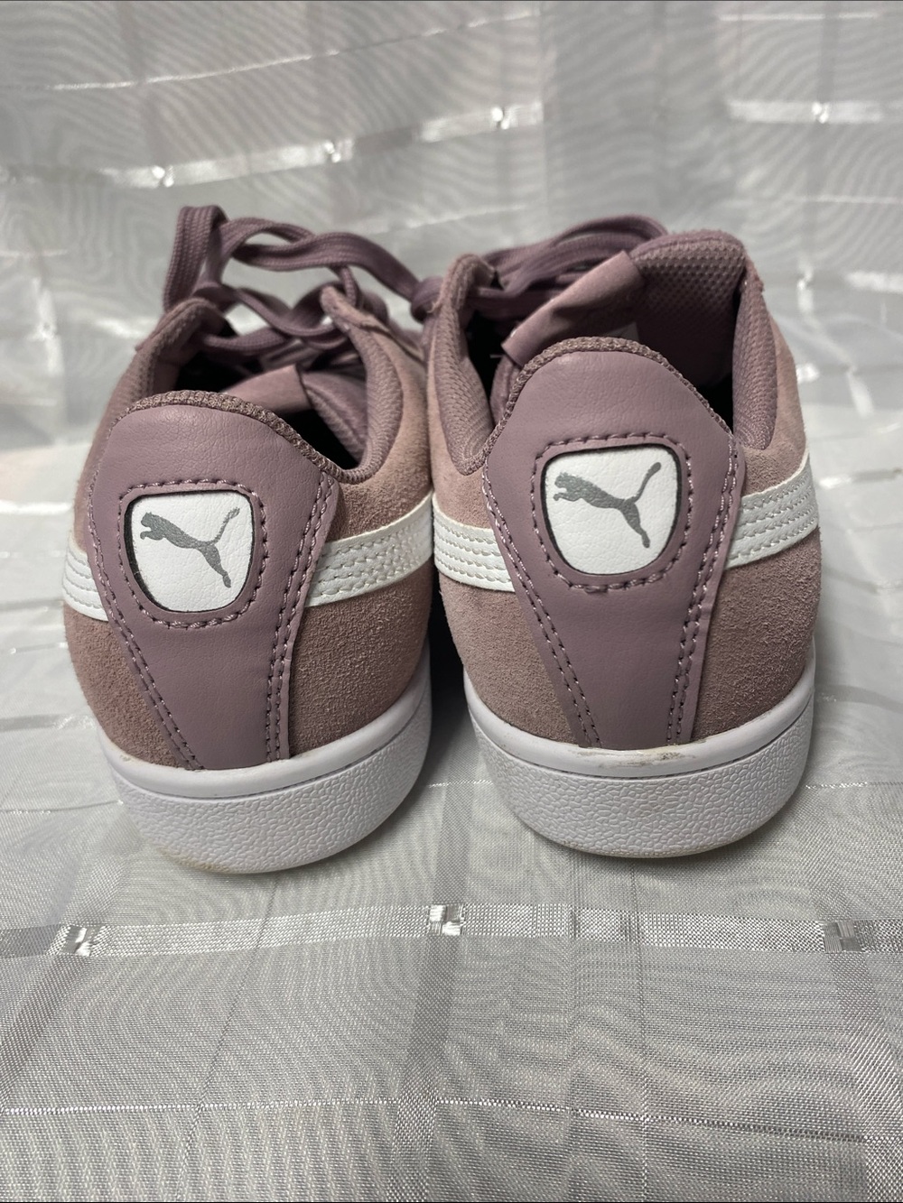 Puma Women's Suede Lace-Up Sneakers in Dusty Mauve with White Stripe - Picture 4 of 8